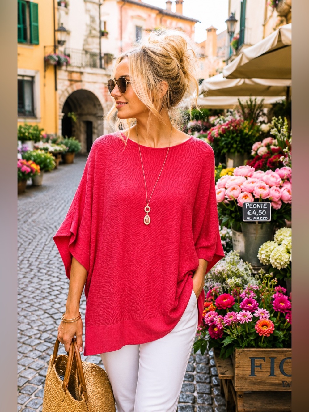 Coldwater Creek Bright Pink Dolman Sleeve Tunic